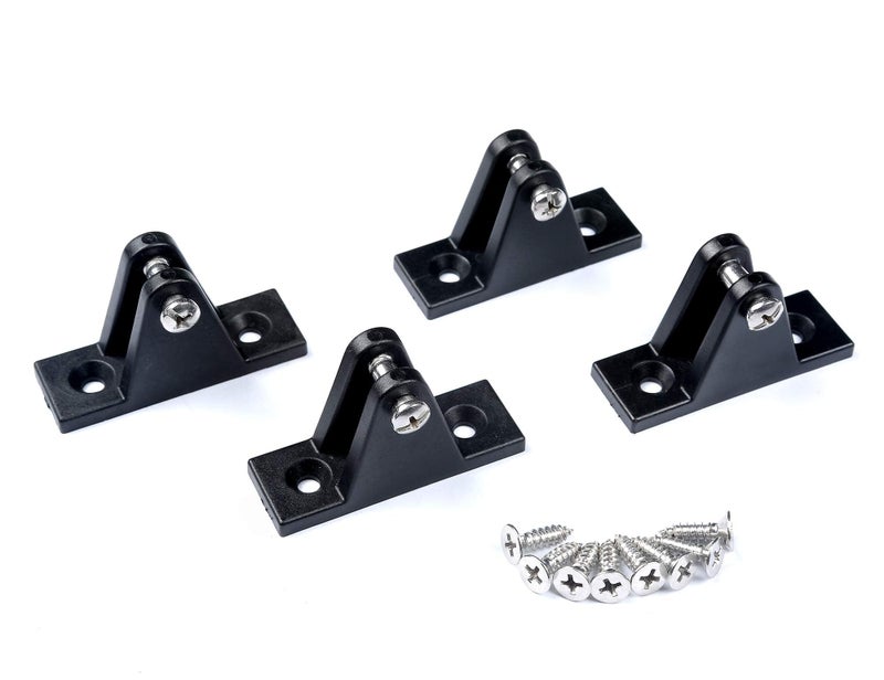 Thorn Boat Deck Hinge Nylon Flat Mount 90, Deck Boat Accessories Fitting Hardware Boat Jaw Slide, Cap Eye End, Bimini Top Hardware, W/Screws Pack of 4, Black - Image 2
